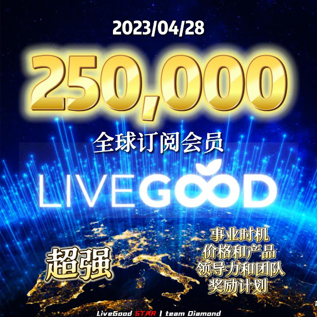 最新前線情報!! 狂賀!! 美商LiveGood 全球訂閱會員 25萬人達成!!✪LiveGood✪